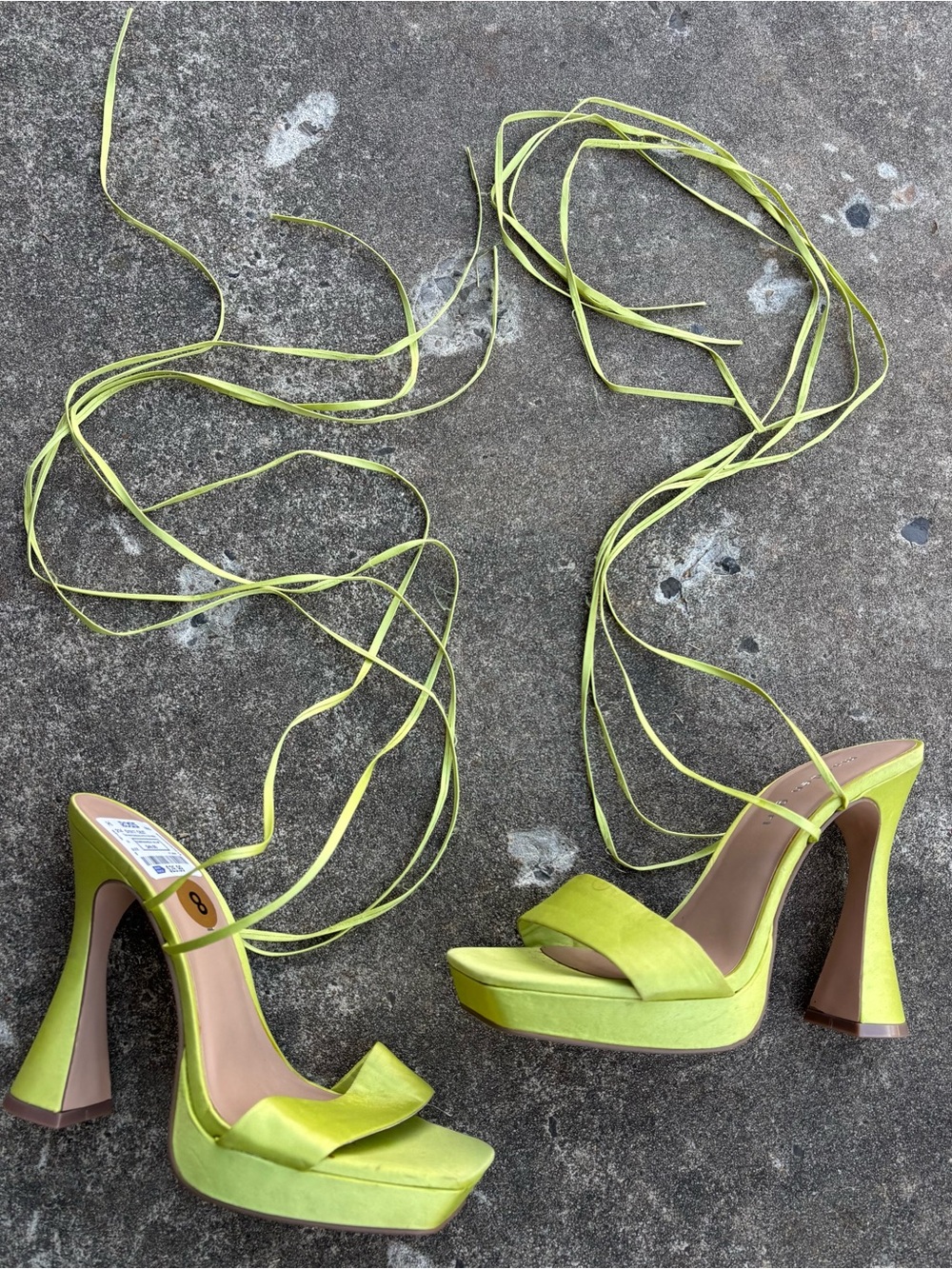 Madden Girl Neon Lime Lace-Up Platform Heels